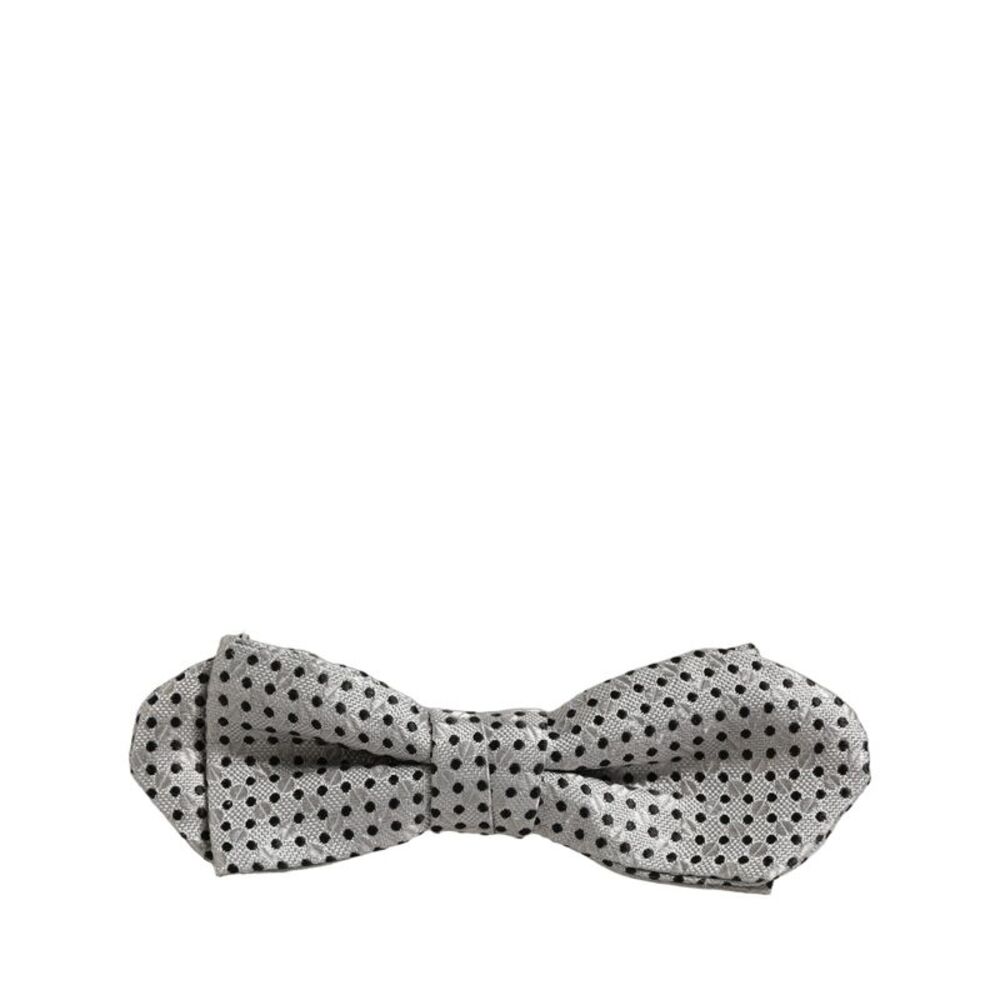 Dolce & Gabbana Men Silver Black Polka Dot Adjustable Neck Papillon Bow Men's